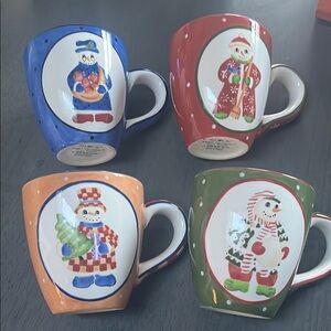 Block brand - Father Christmas snow people - Snowman Mugs Set of 4. 10 ounces